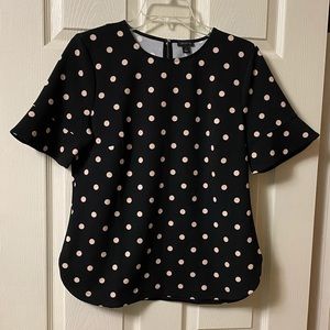 Ann Taylor Black/Blush Dot Blouse